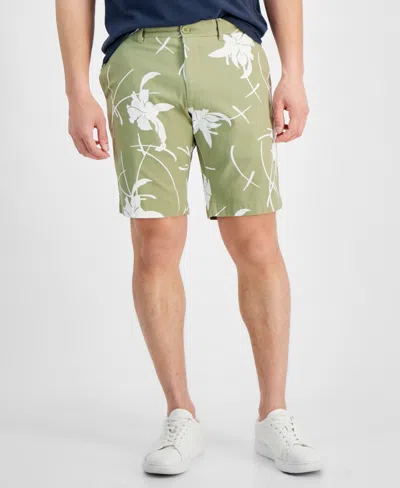 Tommy Hilfiger Men's Regular-fit Floral-print 9" Twill Shorts In Faded Oliv