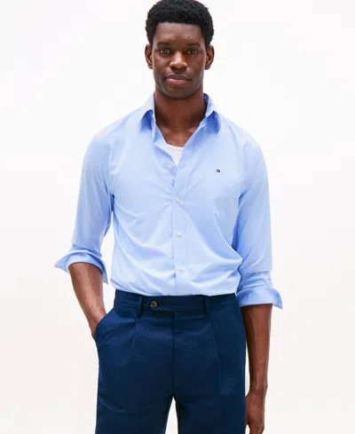 Tommy Hilfiger Men's Regular-fit Gingham Performance Shirt In Blue
