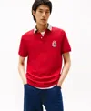 Tommy Hilfiger Men's Regular-fit Herringbone Collar Embroidered Crest Polo Shirt In Red