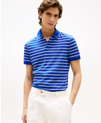 Tommy Hilfiger Men's Regular-fit Interlock Stripe Polo Shirt In Blue