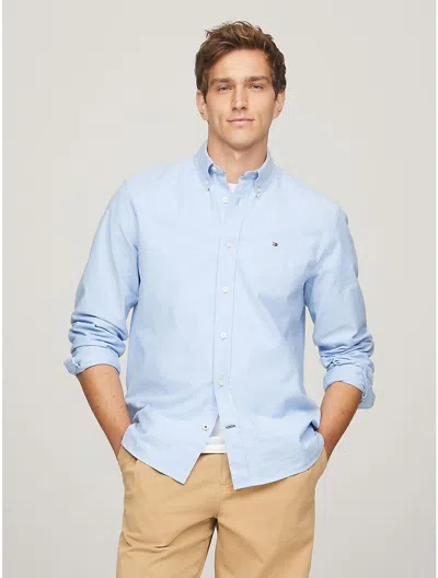 Tommy Hilfiger Mens Check Print Classic Fit Button-down Shirt In Blue
