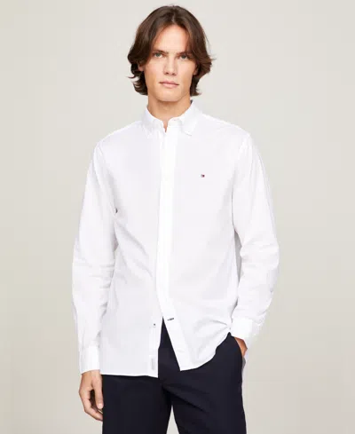Tommy Hilfiger Men's Regular-fit Stretch Poplin Button-down Shirt In White