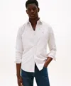Tommy Hilfiger Men's Regular-fit Striped Heritage Oxford Long-sleeve Shirt In White