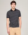 Tommy Hilfiger Men's Regular-fit Striped Liquid Cotton Polo Shirt In Desert Sky,ecru