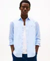 Tommy Hilfiger Men's Regular-fit Striped Poplin Shirt In Sweet Blue,optic White