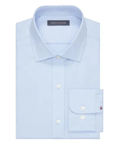 Tommy Hilfiger Men's Regular Fit Th Flex Essentials Wrinkle Free Stretch Dress Shirt In Th Classic Blue
