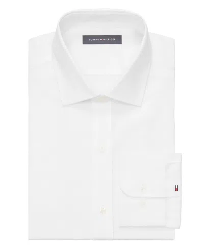 Tommy Hilfiger Men's Regular Fit Th Flex Essentials Wrinkle Free Stretch Dress Shirt In White