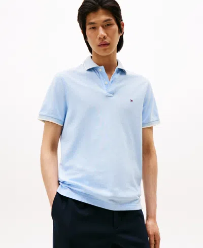 Tommy Hilfiger Men's Regular-fit Tipped Linen Polo Shirt In Blue