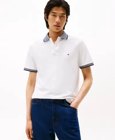 Tommy Hilfiger Men's Regular-fit Tipped Linen Polo Shirt In Gold