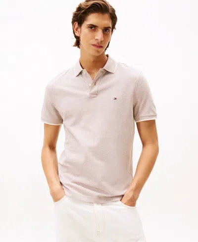 Tommy Hilfiger Men's Regular-fit Tipped Linen Polo Shirt In Neutral