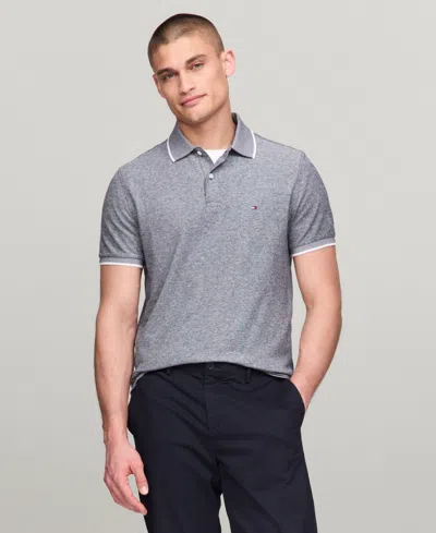 Tommy Hilfiger Men's Regular-fit Tipped Linen Polo Shirt In Desert Sky