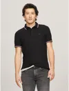 Tommy Hilfiger Polo Avec Bande Tricolore Sur Bordures In Black