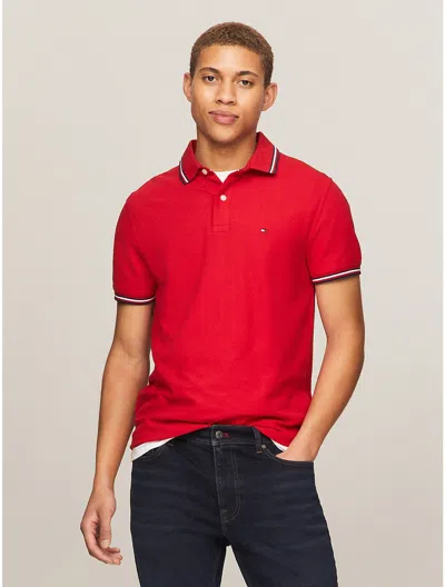 Tommy Hilfiger Regular Fit Tommy Tipped Polo In Primary Red