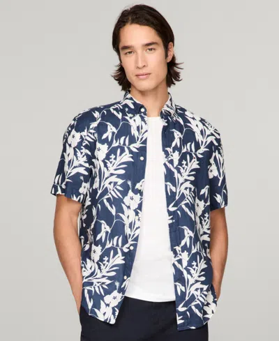 TOMMY HILFIGER MEN'S REGULAR-FIT TROPICAL PRINT LINEN SHIRT