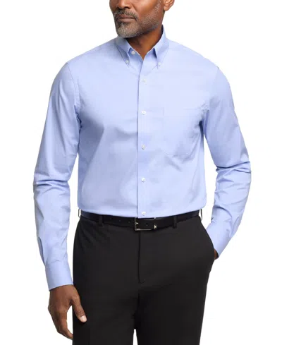 Tommy Hilfiger Men's Regular Fit Wrinkle Resistant Stretch Dress Shirt In Blue