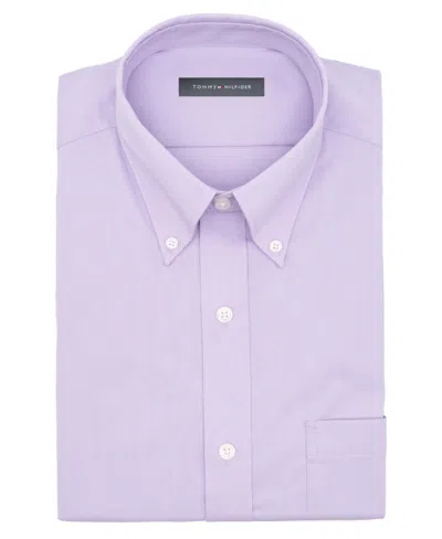 Tommy Hilfiger Men's Regular Fit Wrinkle Resistant Stretch Dress Shirt In Lavendar