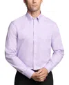 Tommy Hilfiger Men's Th Flex Regular Fit Wrinkle Resistant Stretch Pinpoint Oxford Dress Shirt In Lavender