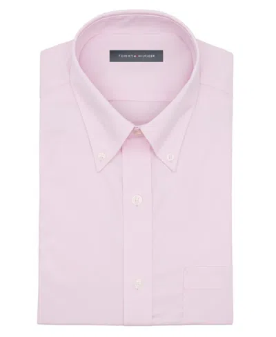 Tommy Hilfiger Men's Regular Fit Wrinkle Resistant Stretch Dress Shirt In Pink Multi