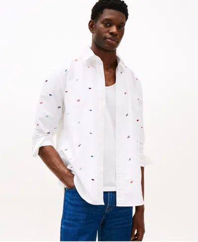 Tommy Hilfiger Men's Relaxed-fit Embroidered Oxford Shirt In Th Optic White