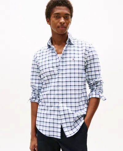 Tommy Hilfiger Men's Relaxed Fit Long Sleeve Heritage Check Button-down Oxford Shirt