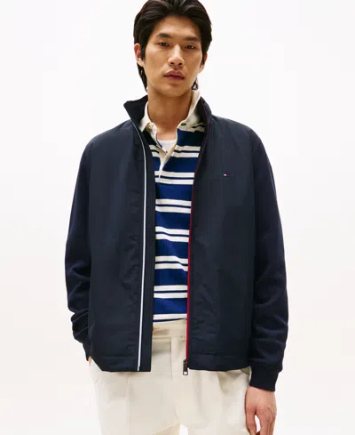 Tommy Hilfiger Men's Relaxed Fit Mixed Media Harrington Jacket In Blue