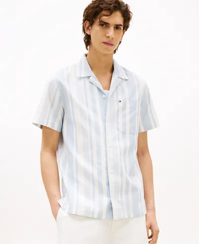 Tommy Hilfiger Men's Relaxed-fit Stripe Camp Shirt In Neutral