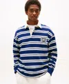 Tommy Hilfiger Relaxed Fit Striped Rugby Sweatshirt In Blue