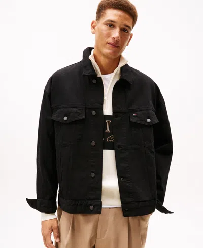 Tommy Hilfiger Men's Relaxed Fit Trucker Jacket In Black