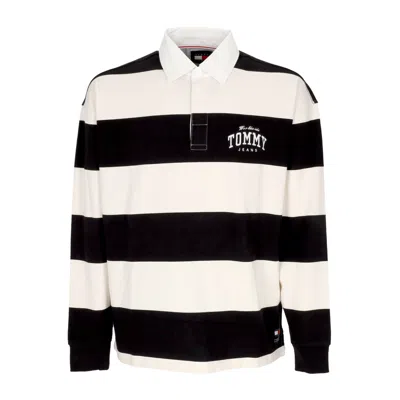 Tommy Hilfiger Men's Relaxed Varsity Cb Rugby Ext Black Long Sleeve Polo