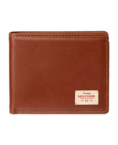 Tommy Hilfiger Men's Rfid Extra Capacity Slimfold Wallet In Brown