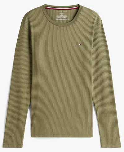 Tommy Hilfiger Men's Ribbed Long-sleeve Pajama Shirt In Green