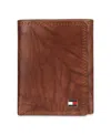 Tommy Hilfiger Men's Ribbon Striped Trifold Wallet In Brown