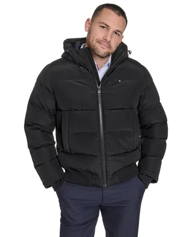 Tommy Hilfiger Men's Ribstop Snorkle Hooded Jacket In Black