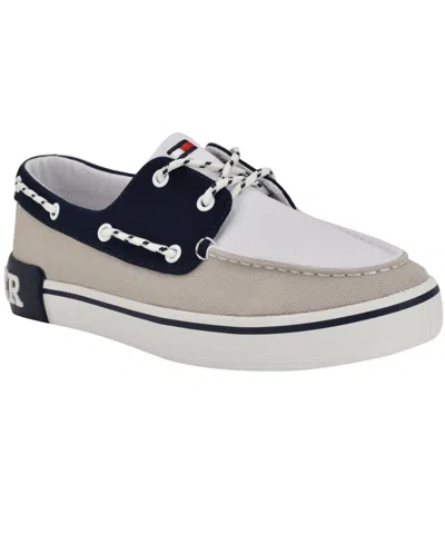 Tommy Hilfiger Men's Rice Two Eye Boat Sneakers In Gray,white,navy