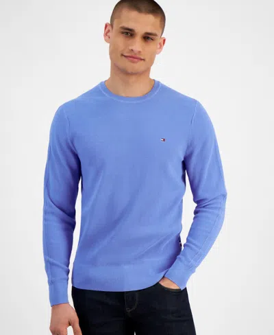 Tommy Hilfiger Men's Ricecorn Textured-knit Crewneck Sweater In Blue Spell