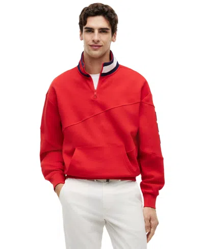 Tommy Hilfiger Men's Sailing Quarter-zip Fleece Jacket In Red