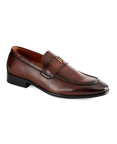 Tommy Hilfiger Men's Sawlin Logo Embellished Dress Loafers In Dark Brown