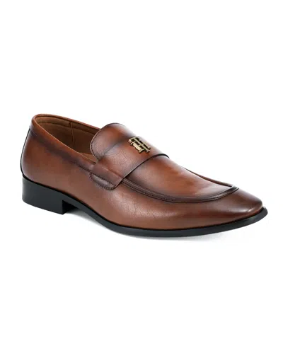 Tommy Hilfiger Men's Sawlin Logo Embellished Dress Loafers In Medium Brown