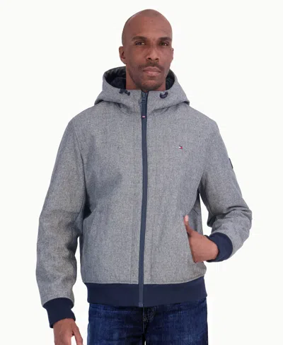 Tommy Hilfiger Men's Sherpa Lined Soft Shell Bomber Jacket In Gray