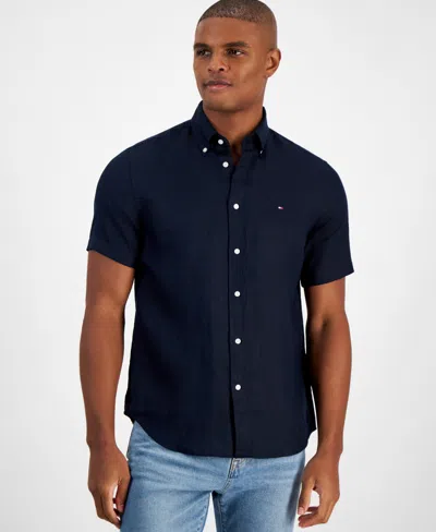 Tommy Hilfiger Mens Cotton Long Sleeve Button-down Shirt In Blue