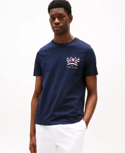Tommy Hilfiger Men's Short Sleeve Color Crest Logo T-shirt In Desert Sky