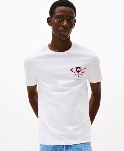 Tommy Hilfiger Men's Short Sleeve Color Crest Logo T-shirt In White