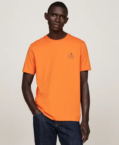Tommy Hilfiger Men's Short Sleeve Crewneck Stacked Logo T-shirt In Bonfire Orange