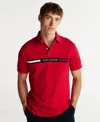 Tommy Hilfiger Regular Fit Embroidered Stripe Polo In Medium Red