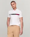 Tommy Hilfiger Men's Short Sleeve Embroidered Chest Stripe Polo Shirt In White