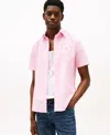 Tommy Hilfiger Regular Fit Cotton Linen Stripe Shirt In Classic Pink