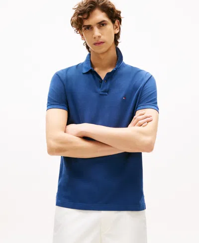 Tommy Hilfiger Men's Short Sleeve Garment-dyed Polo Shirt In Blue