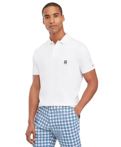 Tommy Hilfiger Men's Short Sleeve Interlock Monogram Polo Shirt In White