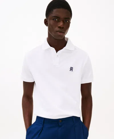 Tommy Hilfiger Men's Short Sleeve Monogram Logo Polo Shirt In White
