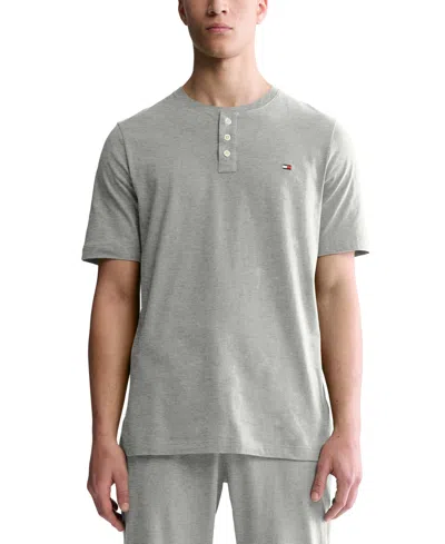 Tommy Hilfiger Men's Short Sleeve Solid Henley In Grey Heath